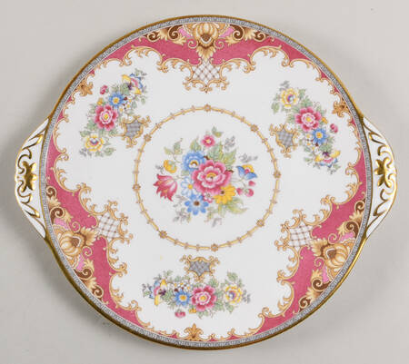 Sheraton Pink (13289, Scalloped) Handled Cake Plate