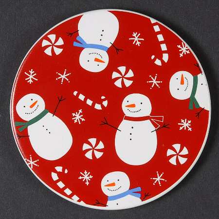 Peppermint Lane Cork Back Round Coaster