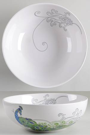 Peacock 10" Round Serving Bowl by Scents & Feel Studio