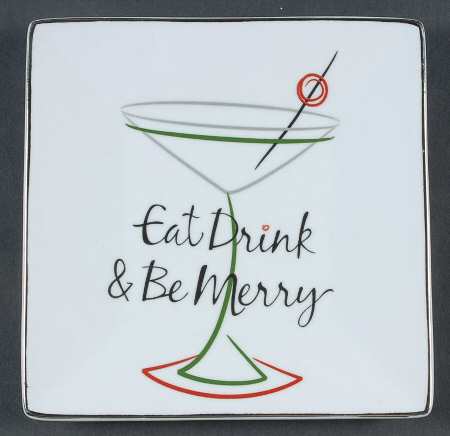 Eat, Drink & Be Merry Square Appetizer Plate