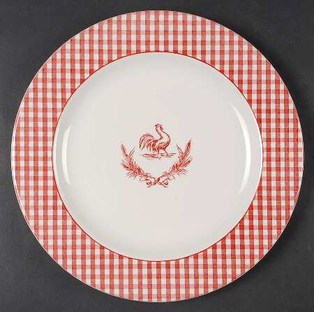 Rooster Gingham Red Dinner Plate