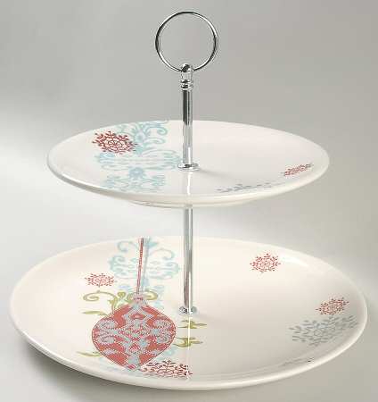 Elegant Ornaments 2 Tiered Serving Tray (Dinner & Salad Plate)