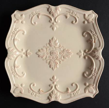 Fancy Scroll Antique White Square Salad/Dessert Plate