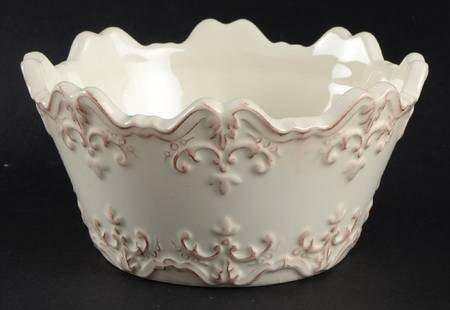 Fancy Scroll Antique White Soup/Cereal Bowl