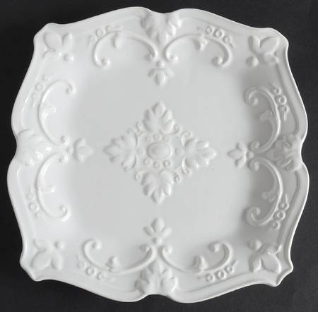 Fancy Scroll White Square Salad/Dessert Plate