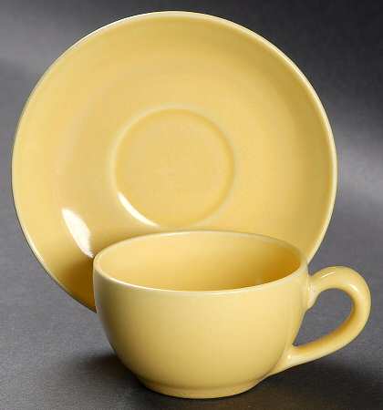 California Modern Yellow (Bright, No Specks) Flat Demitasse Cup & Saucer Set