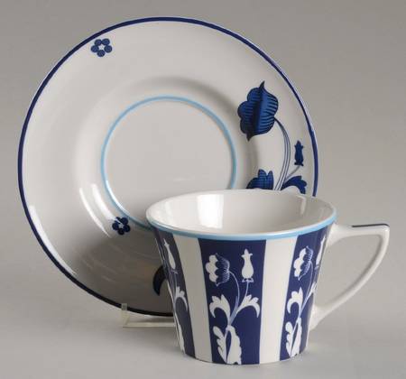 Blue Portofino Flat Cup & Saucer Set