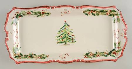 Holly and Pine (Holly Vine Border) 15" Rectangular Serving Platter by Sur La Table