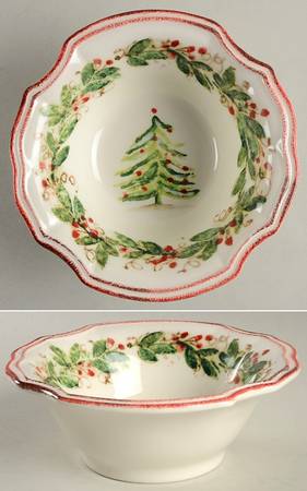 Holly and Pine (Holly Vine Border) Soup/Cereal Bowl