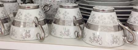 SER4 (Platinum Trim) Footed Cup & Saucer Set