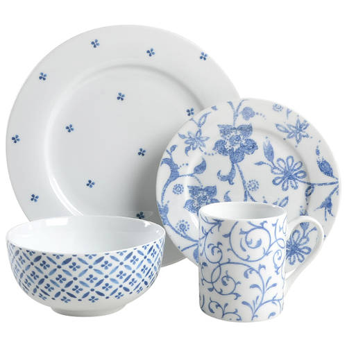 Blue Indigo 4 Piece Place Setting