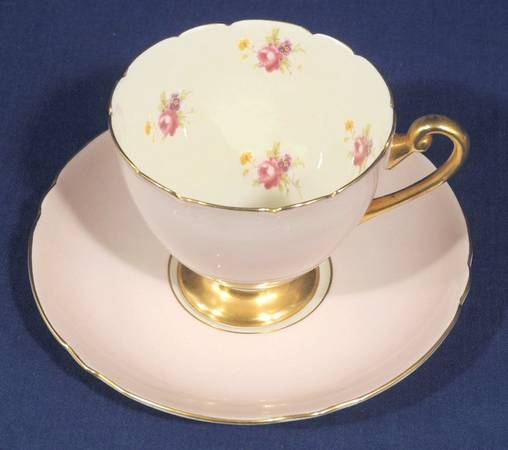 Rose Pink Footed Cup & Saucer Set