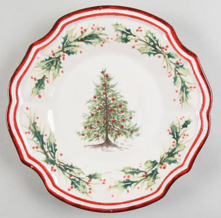 Holly and Pine (Holly Spray Border) Salad Plate