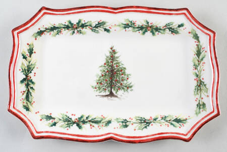 Holly and Pine (Holly Spray Border) 14" Rectangular Serving Platter