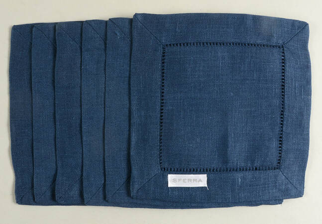 Fine Linens, Napkins (6 Pack) 6" X 6" navy Cocktail Napkin