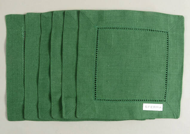 Fine Linens, Napkins (6 Pack) 6" X 6" Emerald Cocktail Napkin
