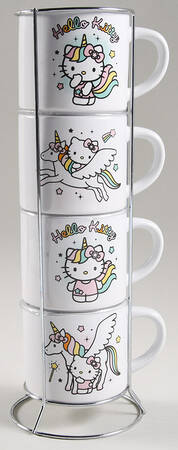 Hello Kitty (Miscellaneous) Stackable Mug - Set of 4 & Metal Holder