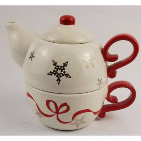 Holiday Wrapping Individual Teapot & Lid with Cup