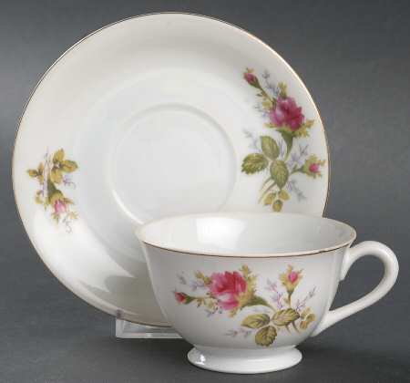 Moss Rose Footed Cup & Saucer Set
