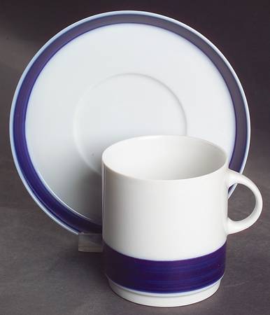 Brushed Cobalt Flat Cup & Saucer Set by Thomas
