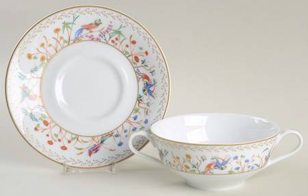 Audubon Flat Cream Soup Bowl & Saucer Set