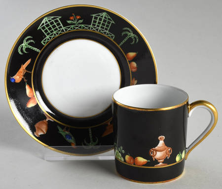 Black Shoulder Flat Demitasse Cup & Saucer Set