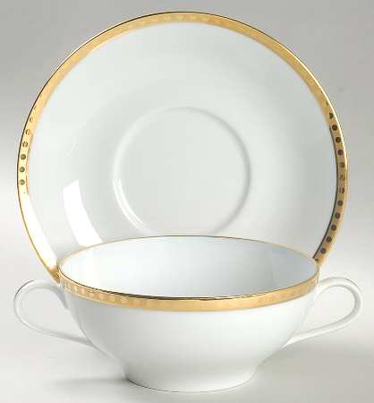 Gold Band Flat Cream Soup Bowl & Saucer Set