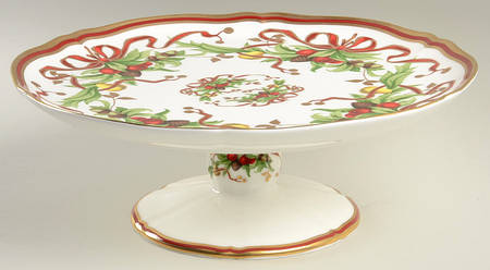 Tiffany Holiday (White Background, Japan) 12" Diameter Pedestal Cake Stand