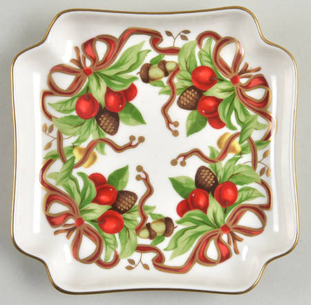Tiffany Holiday (White Background, Japan) Open Candy Dish