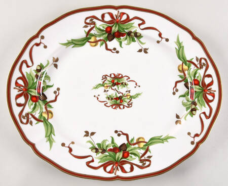 Tiffany Holiday (White Background, Japan) 16" Oval Serving Platter