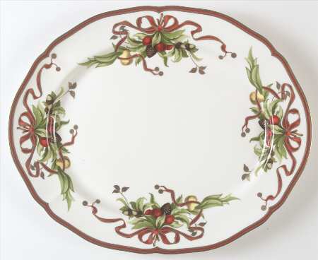 Tiffany Holiday (White Background, Japan) 16" Oval Serving Platter