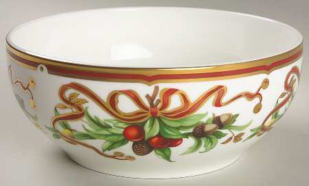 Tiffany Holiday (White Background, Japan) 7" Round Vegetable Bowl