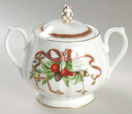 Tiffany Holiday (White Background, Japan) Sugar Bowl & Lid