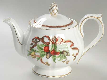 Tiffany Holiday (White Background, Japan) Teapot & Lid
