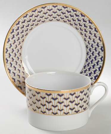 Manhattan Blue Flat Cup & Saucer Set
