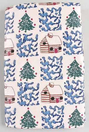 Cabin In The Snow Oval Vinyl Tablecloth 60" X 84"