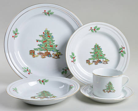 Holiday Hostess (Trim, Gold Band) 5 Piece Place Setting