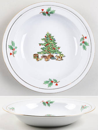 Holiday Hostess (Trim, Gold Band) Rim Soup Bowl
