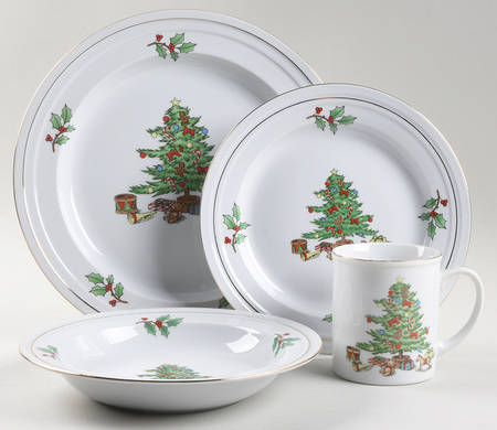 Holiday Hostess (Trim, Gold Band) 4 Piece Place Setting