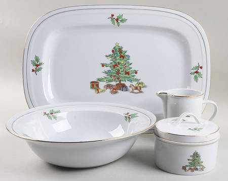 Holiday Hostess (Trim, Gold Band) 5 Piece Hostess Set