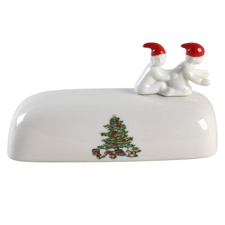 Holiday Hostess (Trim, Gold Band) Lid for 1/4 Lb Butter