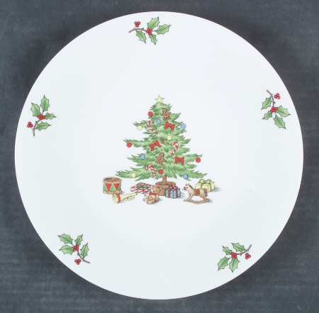 Holiday Hostess (Trim, Gold Band) Cake Plate