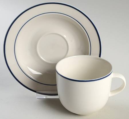 Intro Blue Indigo Flat Cup & Saucer Set