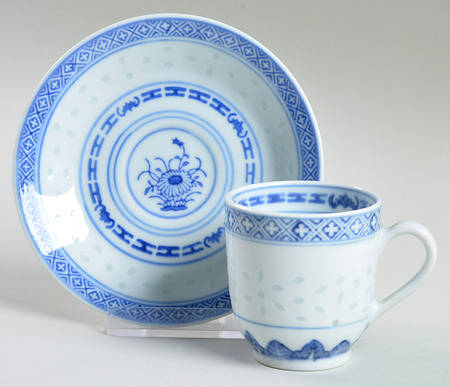 Rice Flower Footed Demitasse Cup & Saucer Set