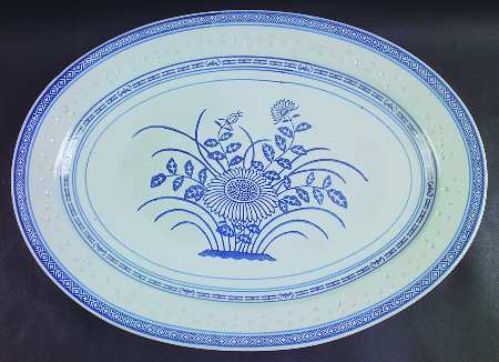 Rice Flower 18" Oval Serving Platter