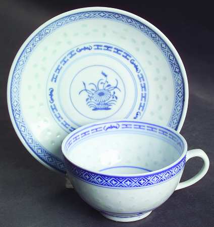 Rice Flower Footed Cup & Saucer Set