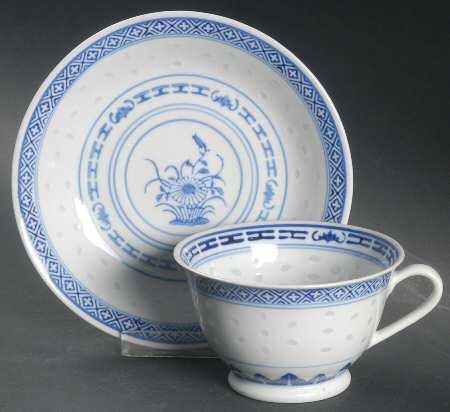 Rice Flower Footed Cup & Saucer Set