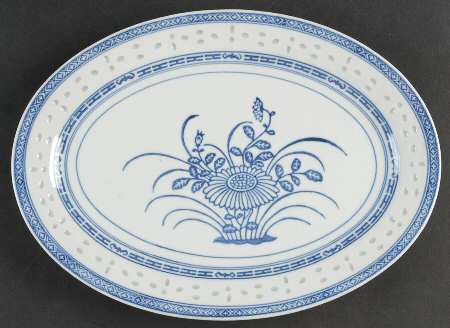 Rice Flower 12" Oval Serving Platter