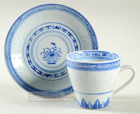 Rice Flower Flat Demitasse Cup & Saucer Set