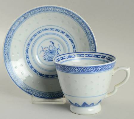 Rice Flower Footed Cup & Saucer Set